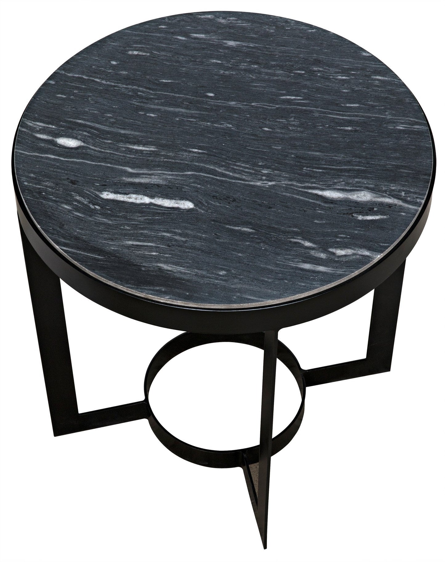 Parker Steel and Marble Black Round Side Table-Side Tables-Noir-Sideboards and Things