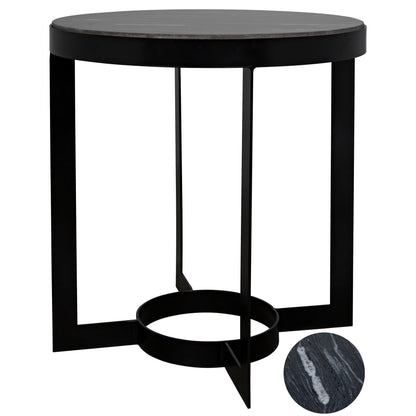 Parker Steel and Marble Black Round Side Table-Side Tables-Noir-Sideboards and Things