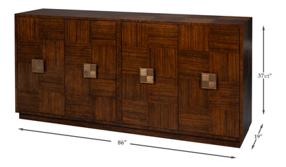Sarreid Parquet Four Doors Wood Sideboard