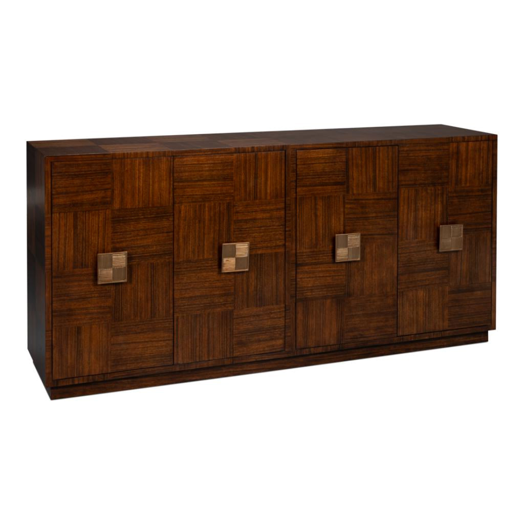 Sarreid Parquet Four Doors Wood Sideboard