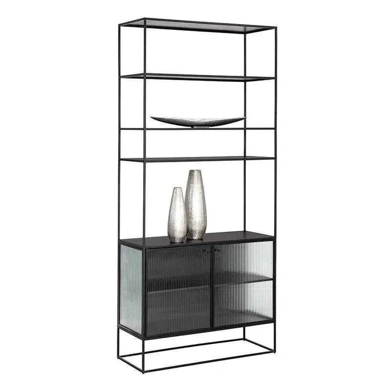 Parsons Fluted Glass Door Etagere-Etageres-SUNPAN-LOOMLAN