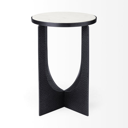 Mercana Patrick White Marble Top Round Accent Table