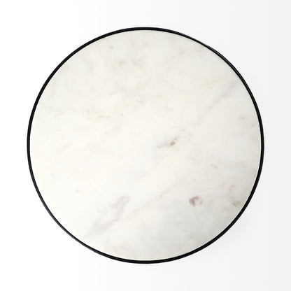 Mercana Patrick White Marble Top Round Accent Table