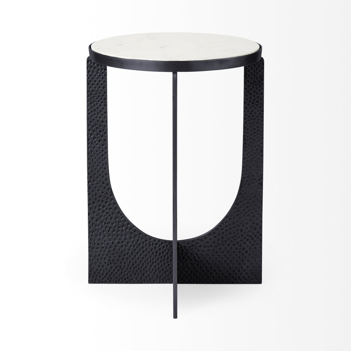 Mercana Patrick White Marble Top Round Accent Table