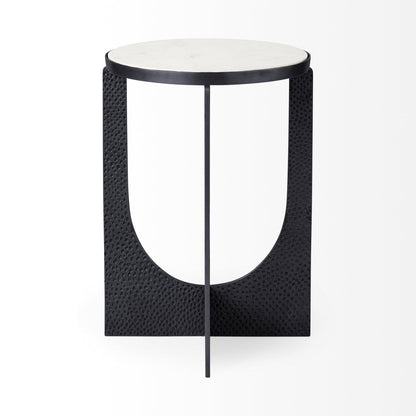 Mercana Patrick White Marble Top Round Accent Table