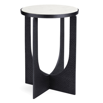 Mercana Patrick White Marble Top Round Accent Table