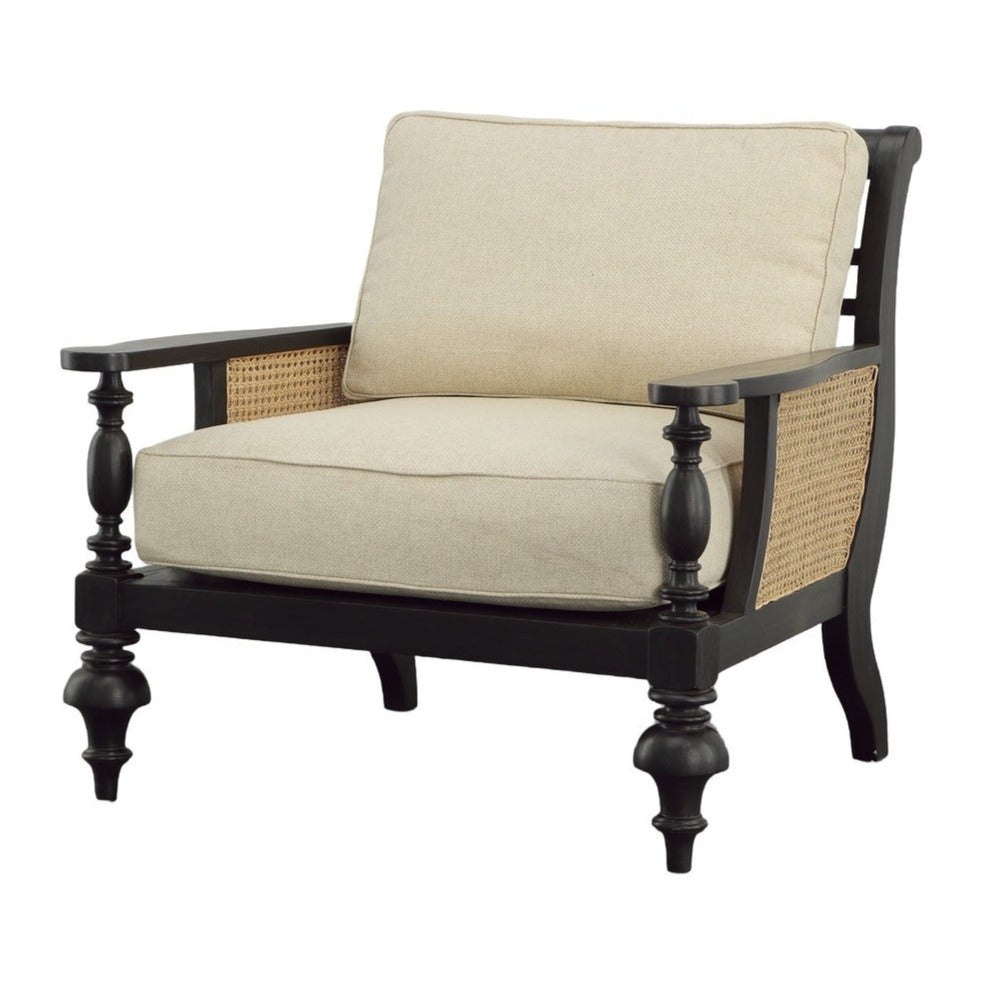 Patterson Wood and Rattan Accent Chair Performance Fabric-Club Chairs-Furniture Classics-Sideboards and Things