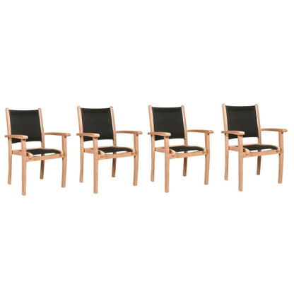 Pearl Stacking Teak Outdoor Dining Armchair (Set of 4)-Outdoor Dining Chairs-HiTeak-Black-Sideboards and Things