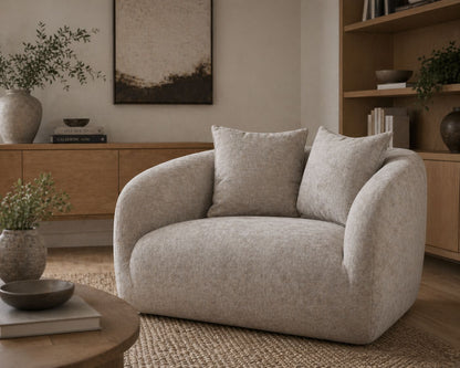 LOOMLAN Custom Upholstery Pebble Organic Curved Armrest Fabric Accent Chair