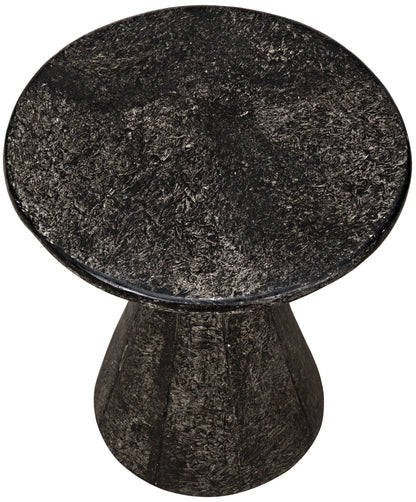 Pedestal Side Table, Black Fiber Cement-Side Tables-Noir-Sideboards and Things