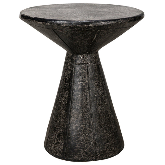 Pedestal Side Table, Black Fiber Cement-Side Tables-Noir-Sideboards and Things