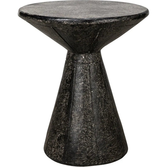 Noir Pedestal Side Table, Black Fiber Cement