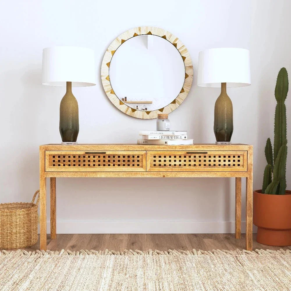 Bassett Mirror Pentak Wood Brown Rectangular Console Table