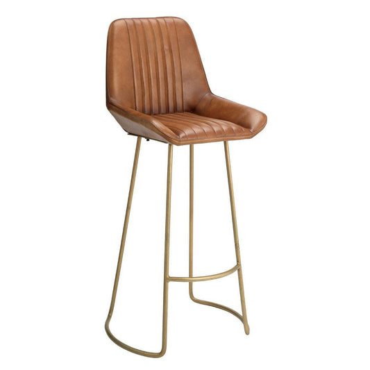 Perry Brown Buffalo Leather Bar Stool With Back Bar Stools Sideboards and Things By Jamie Young