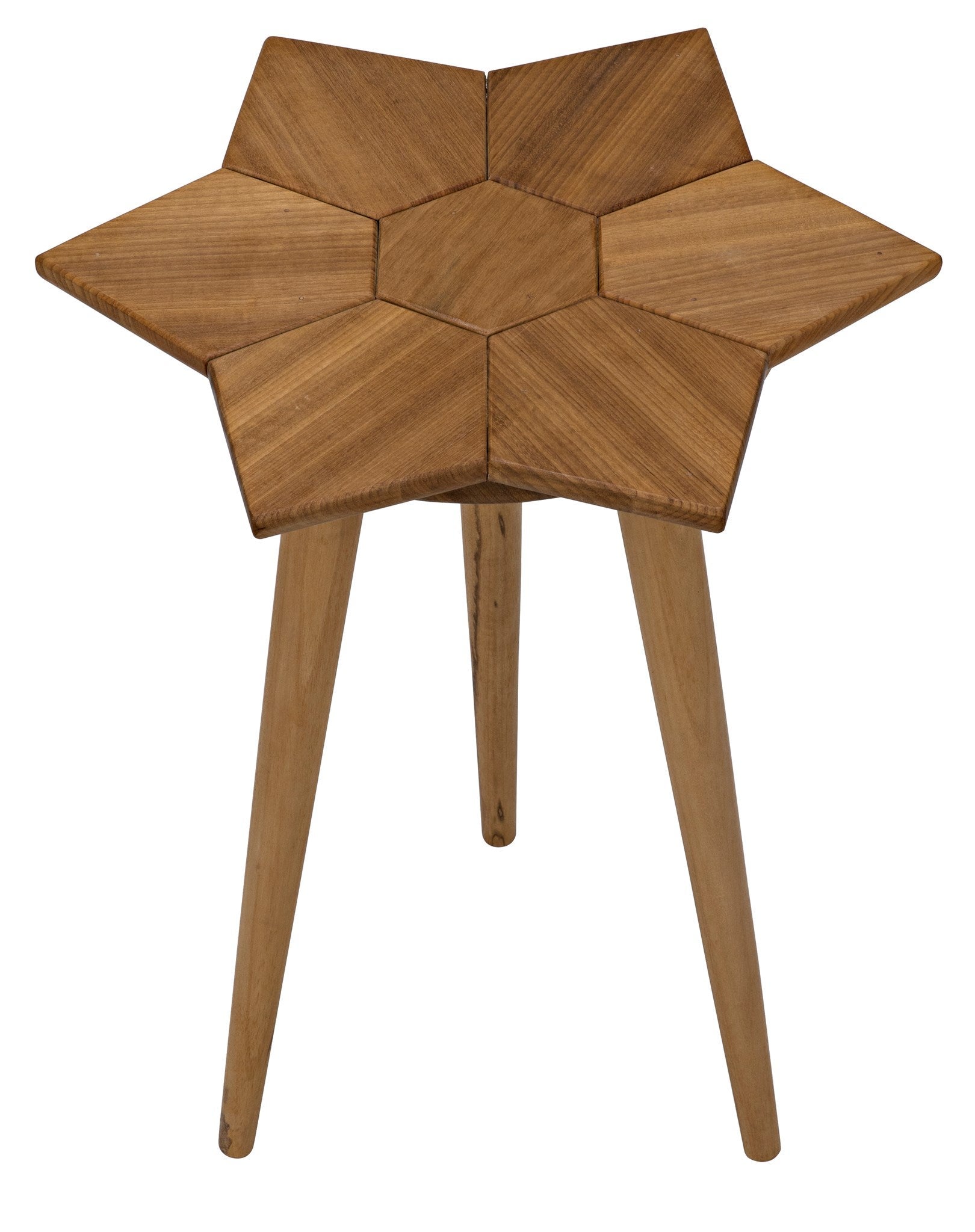 Petal Teak Wood Geometric Side Table-Side Tables-Noir-Sideboards and Things