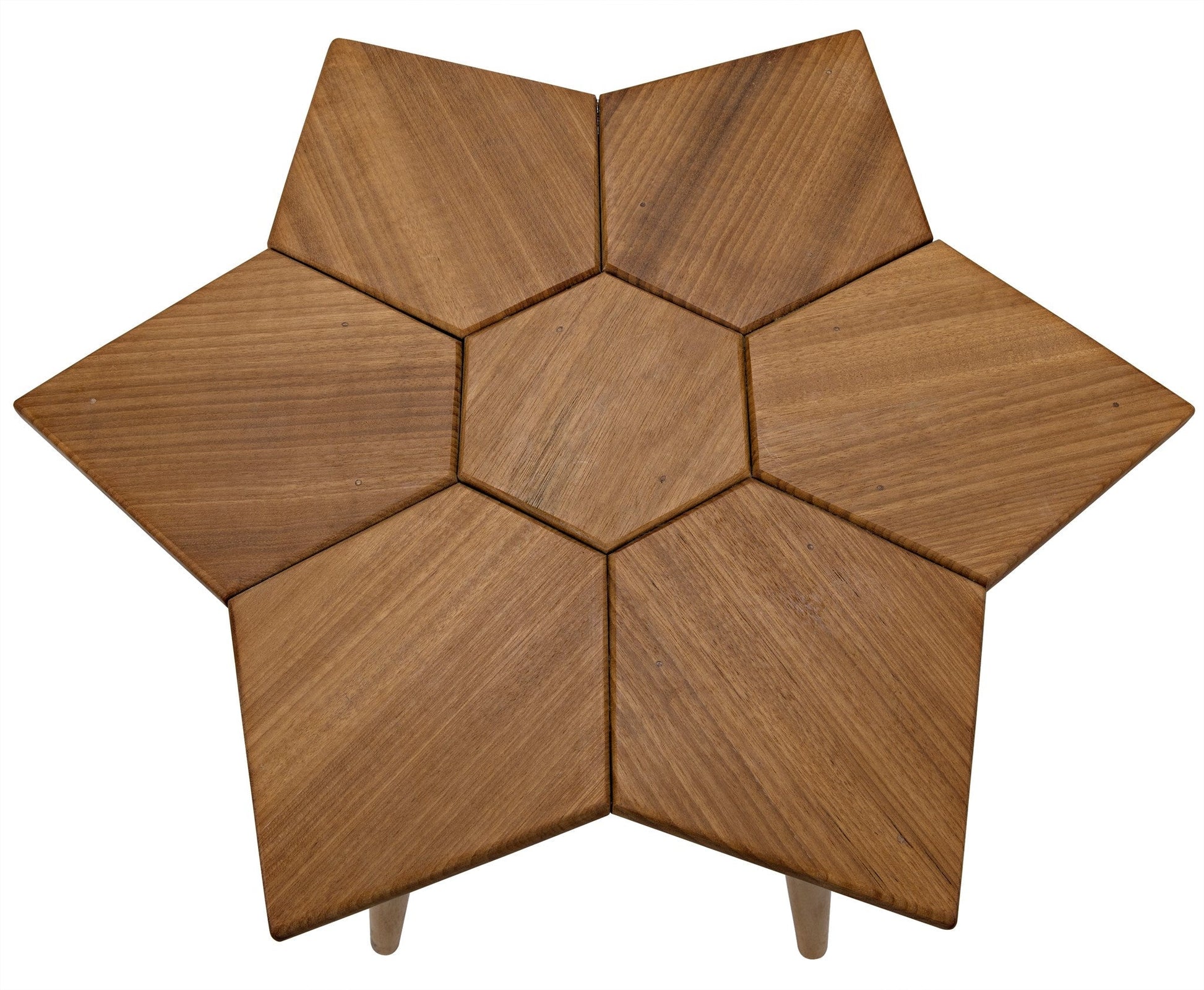 Petal Teak Wood Geometric Side Table-Side Tables-Noir-Sideboards and Things