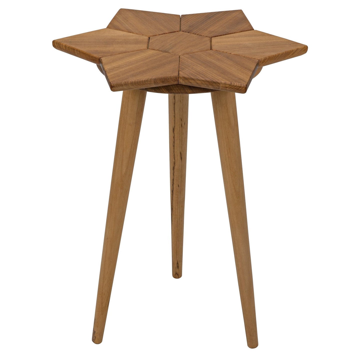 Petal Teak Wood Geometric Side Table-Side Tables-Noir-Sideboards and Things