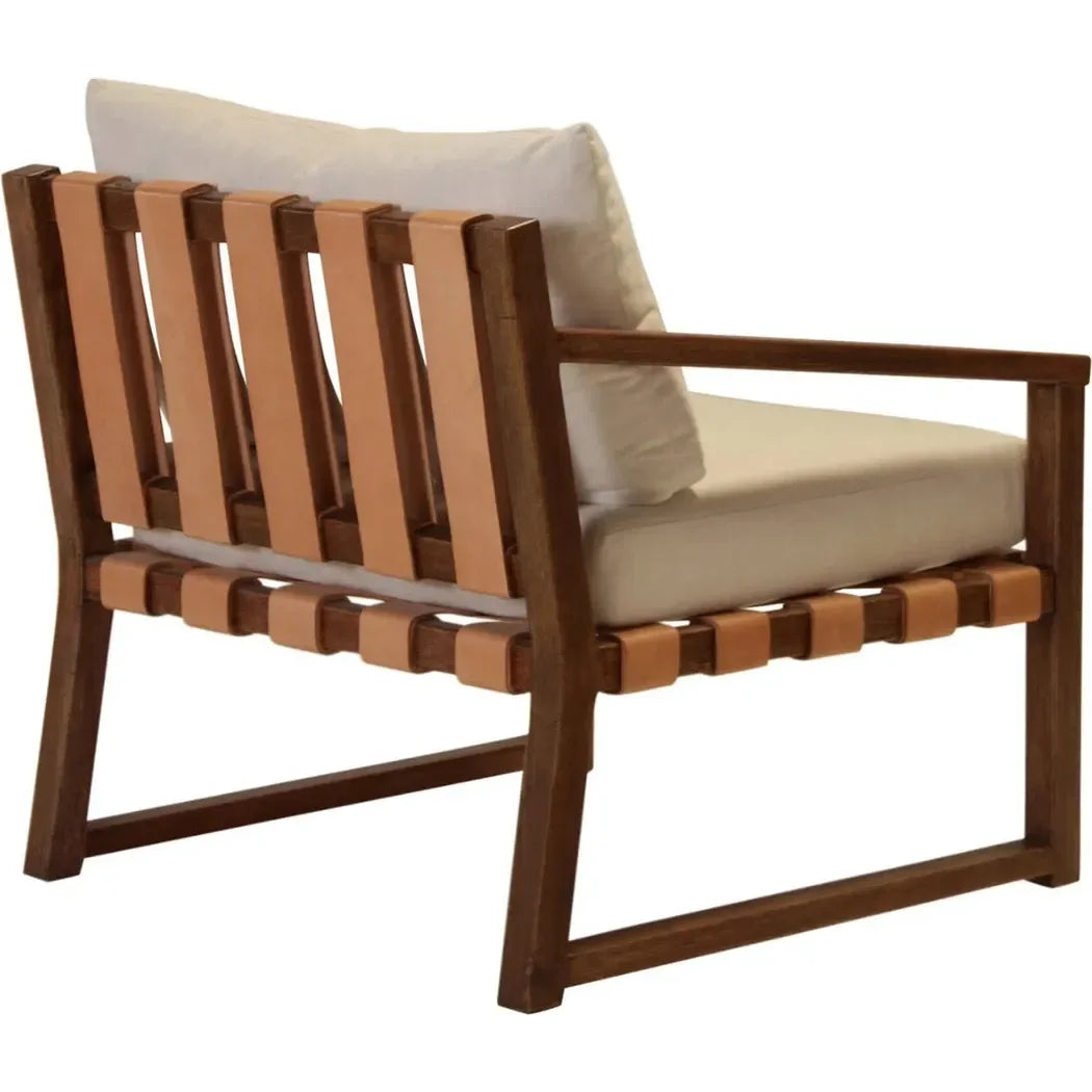 Peyton Accent Chair Leather and Tan Fabric Blend