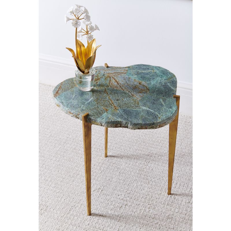 Chelsea House Philippine Malachite Iron Base Side Table