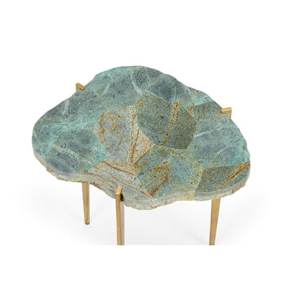 Chelsea House Philippine Malachite Iron Base Side Table