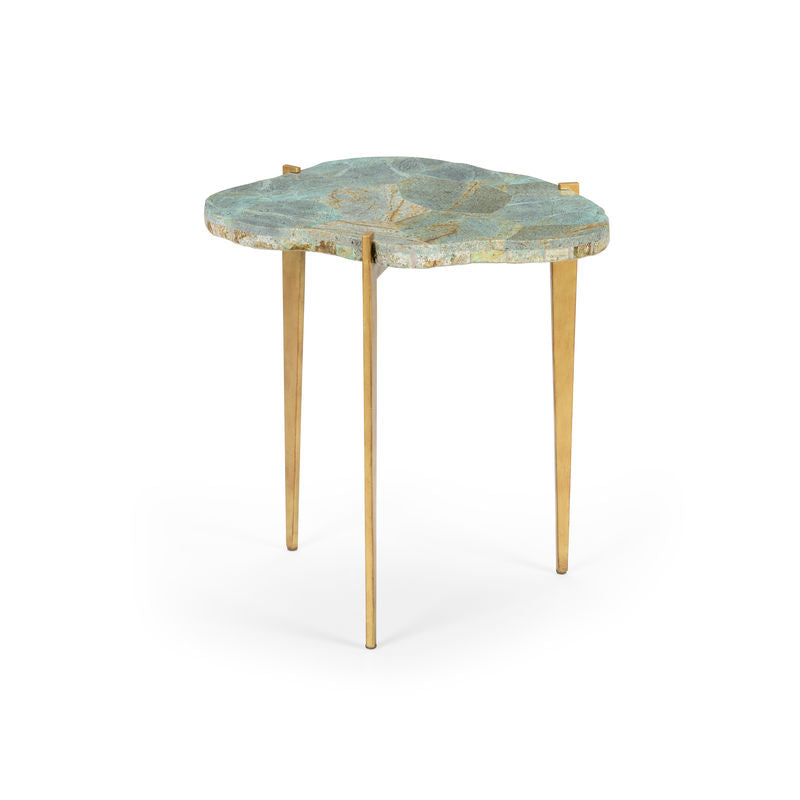 Chelsea House Philippine Malachite Iron Base Side Table