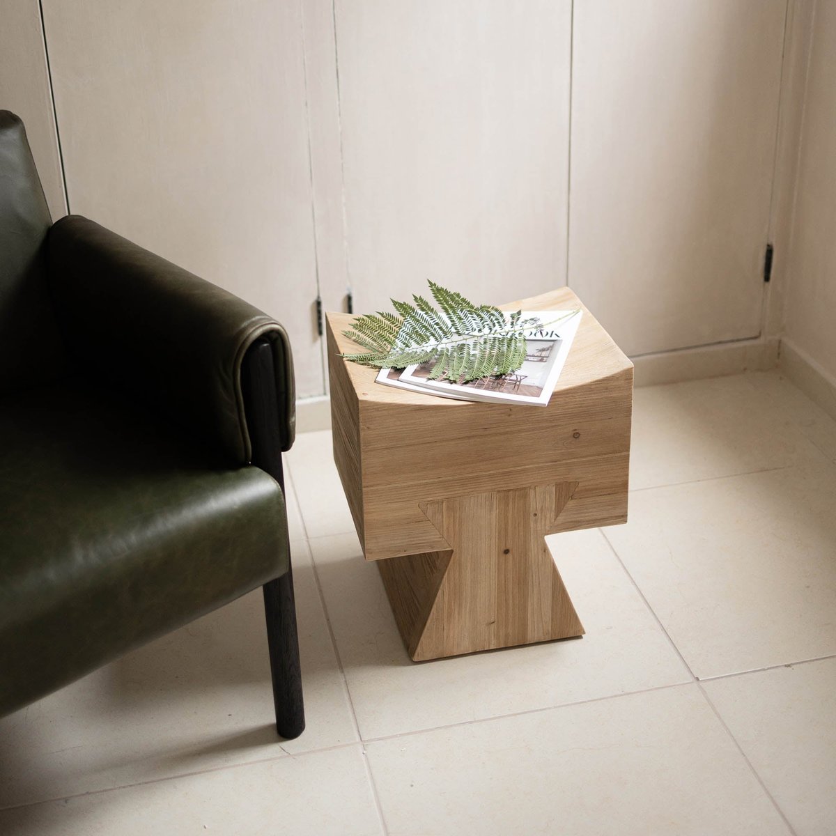 LH Home Pieta Wooden Brown Stool