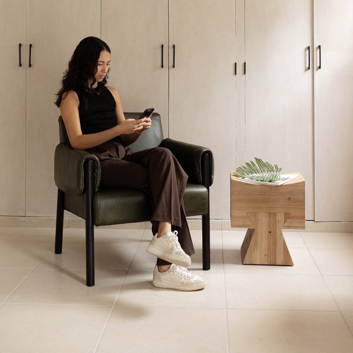 LH Home Pieta Wooden Brown Stool