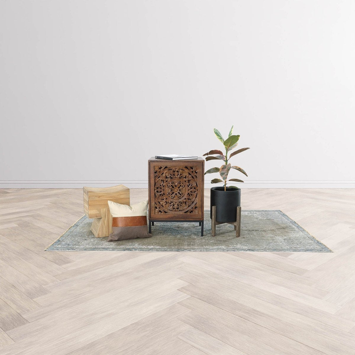LH Home Pieta Wooden Brown Stool