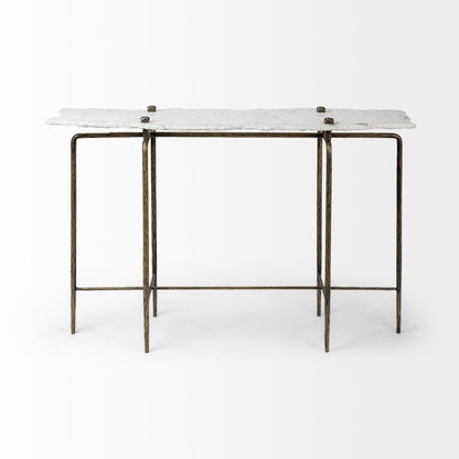Mercana Pinera White Marble Top Rectangular Console Table