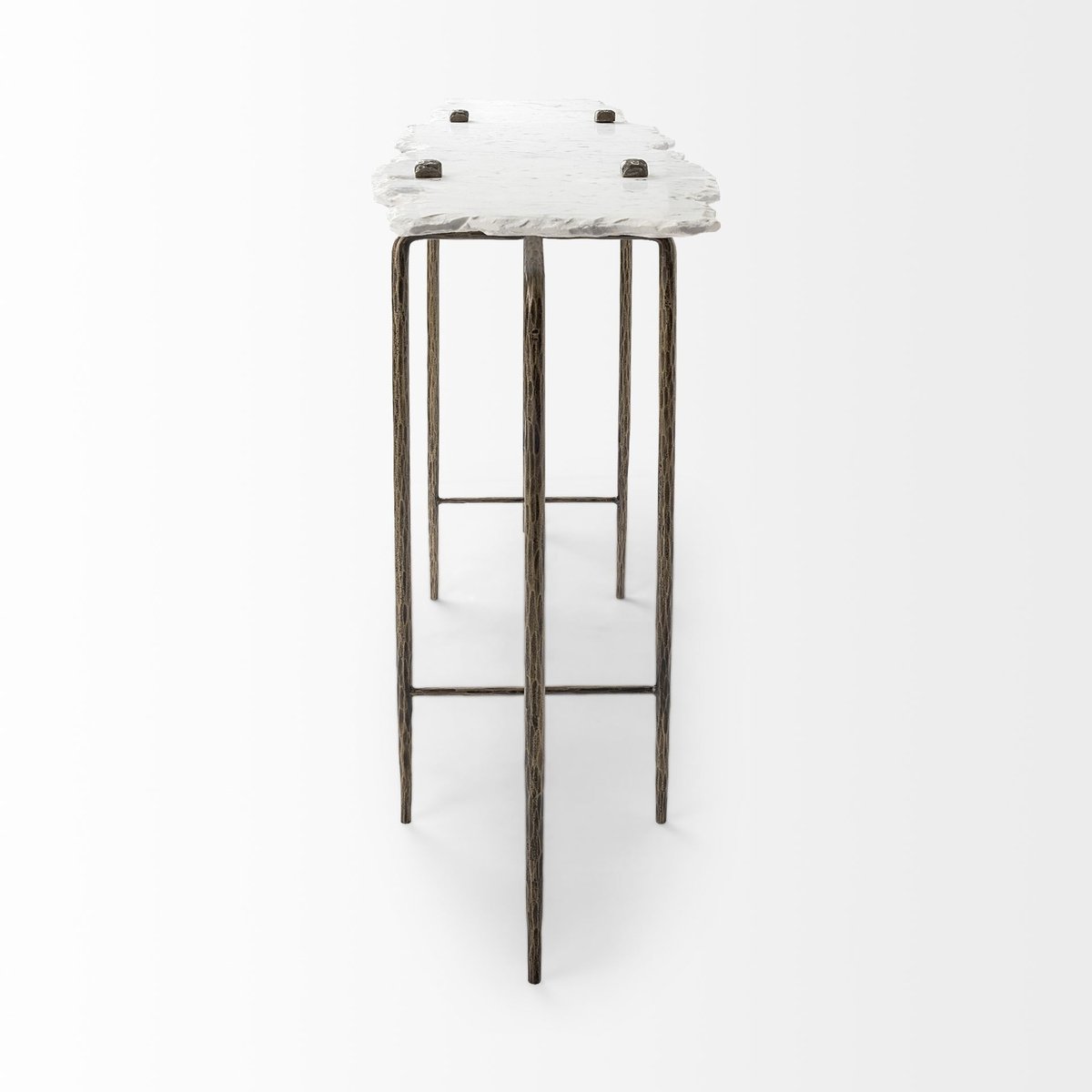 Mercana Pinera White Marble Top Rectangular Console Table