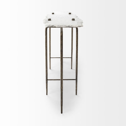 Mercana Pinera White Marble Top Rectangular Console Table
