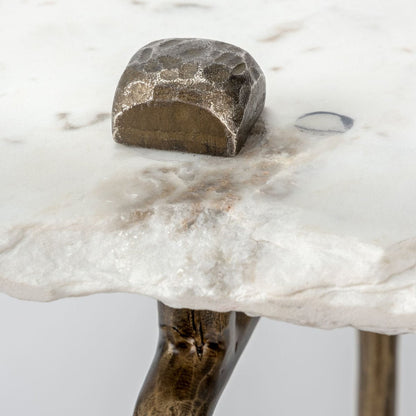 Mercana Pinera White Marble Top Rectangular Console Table