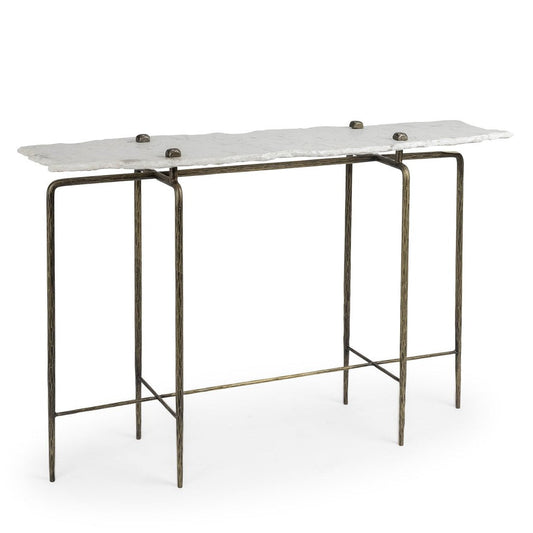 Mercana Pinera White Marble Top Rectangular Console Table