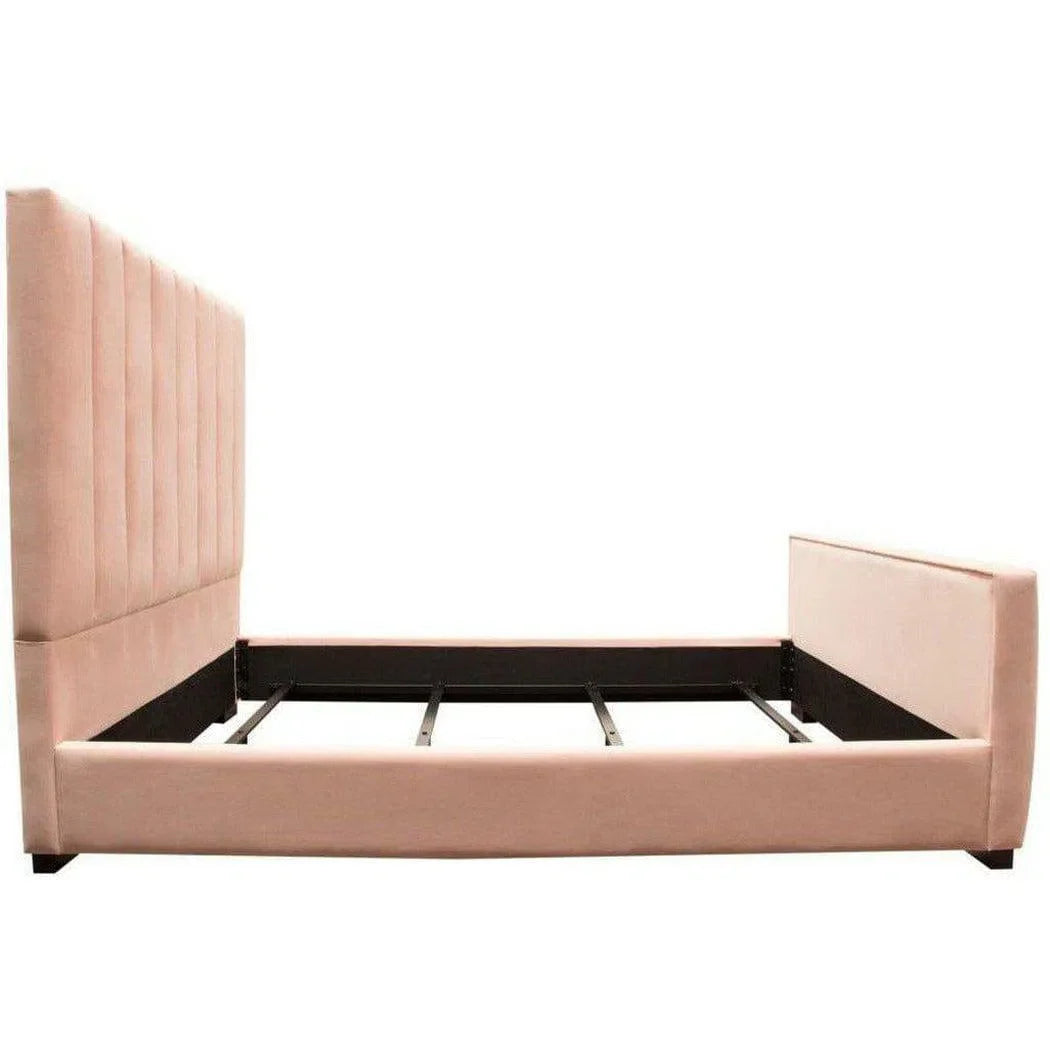 Pink Velvet Tufted Eastern King Bed Frame Beds LOOMLAN By Diamond Sofa