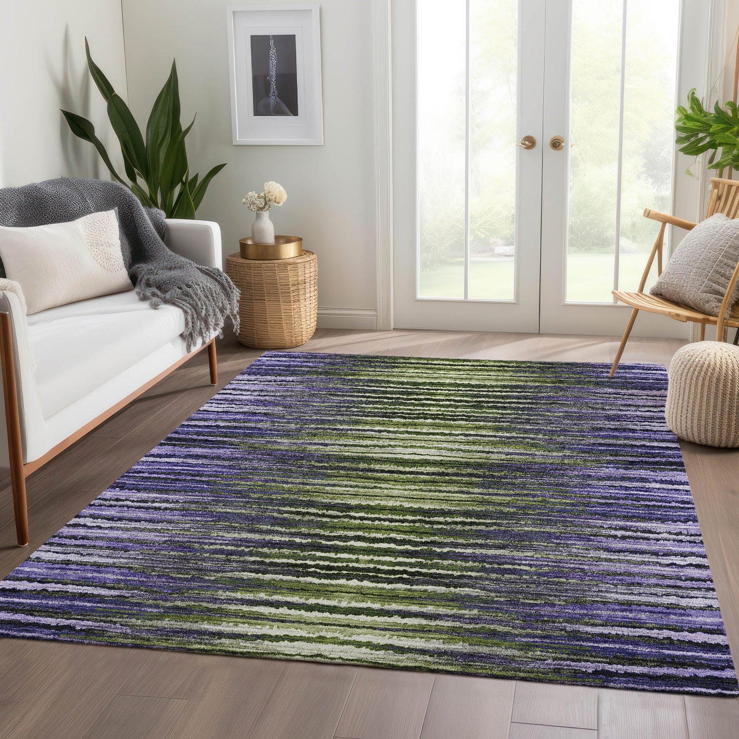 Addison Rugs Pixel Weave Purple Washable Indoor-Outdoor Rug
