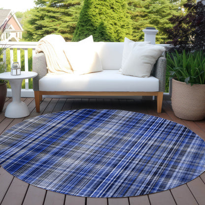 Addison Rugs Plaid Blue Washable Indoor-Outdoor Rug