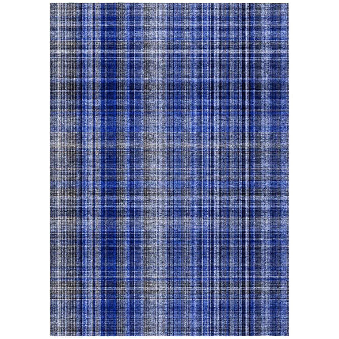 Addison Rugs Plaid Blue Washable Indoor-Outdoor Rug