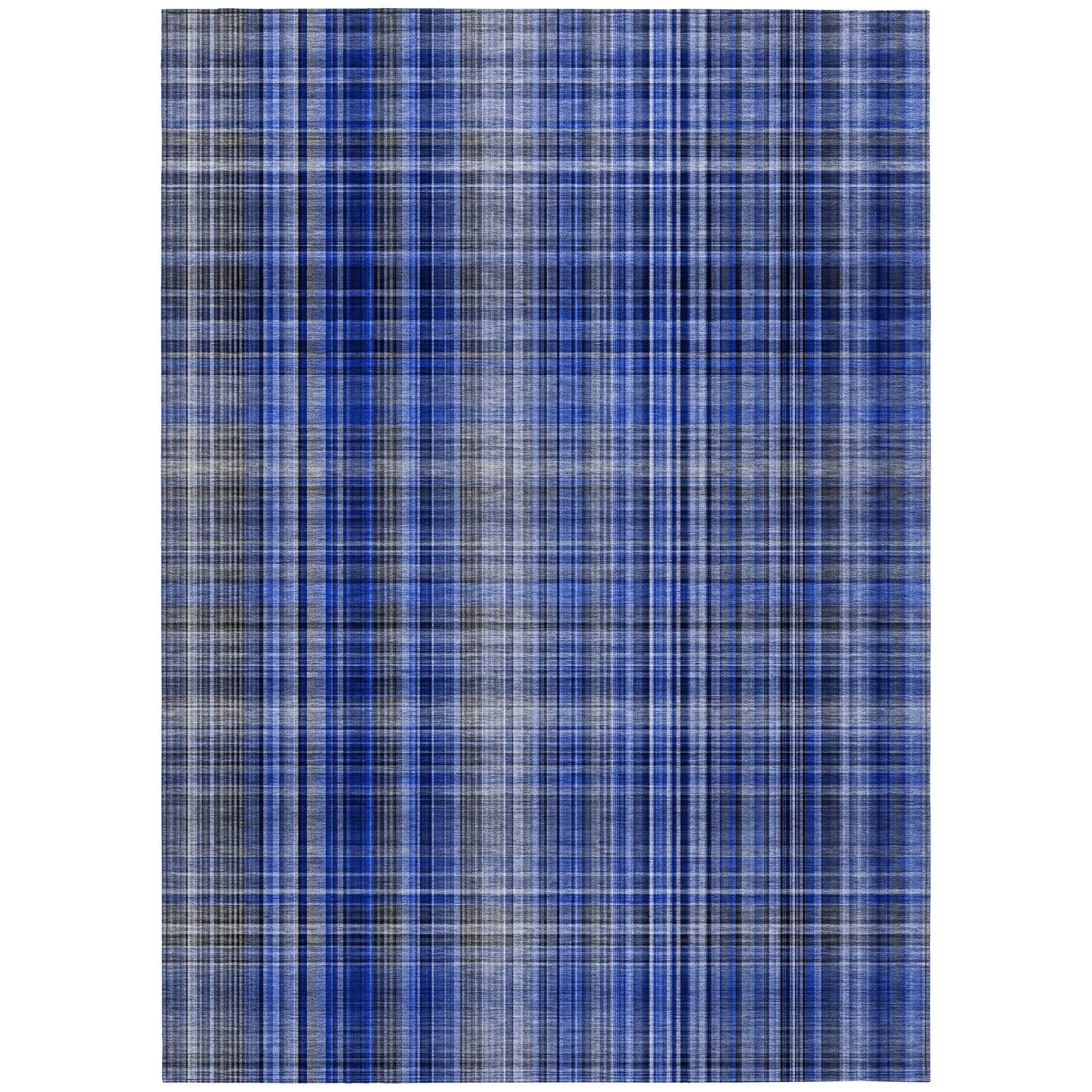 Addison Rugs Plaid Blue Washable Indoor-Outdoor Rug