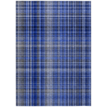 Addison Rugs Plaid Blue Washable Indoor-Outdoor Rug