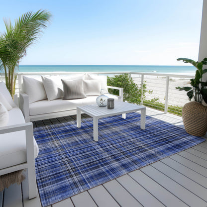 Addison Rugs Plaid Blue Washable Indoor-Outdoor Rug