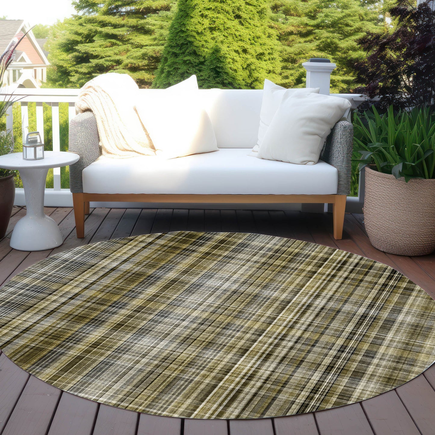 Addison Rugs Plaid Brown Washable Indoor-Outdoor Rug