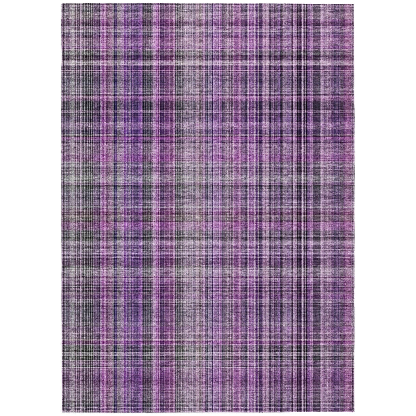 Addison Rugs Plaid Purple Washable Indoor-Outdoor Rug