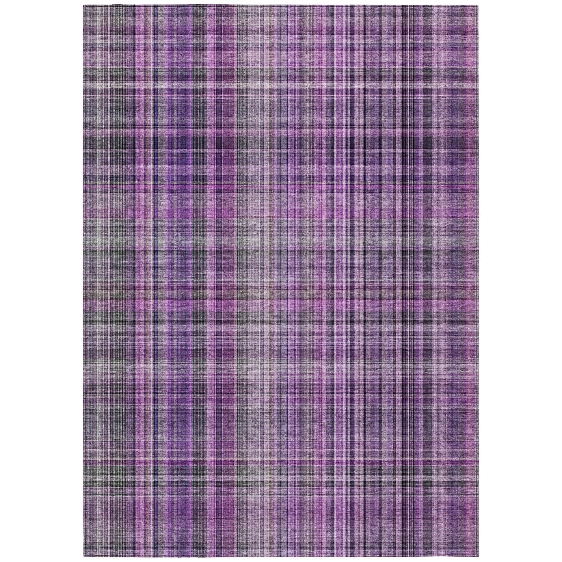 Addison Rugs Plaid Purple Washable Indoor-Outdoor Rug