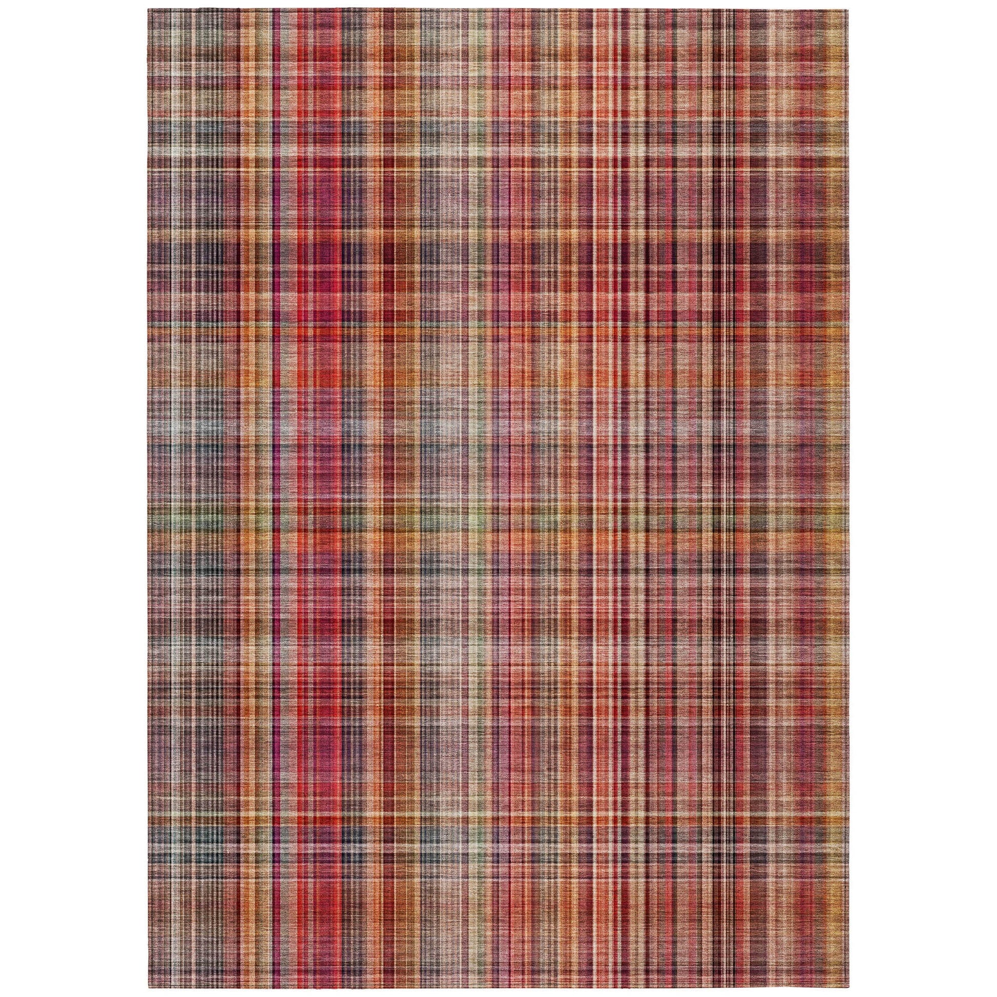 Addison Rugs Plaid Red Washable Indoor-Outdoor Rug