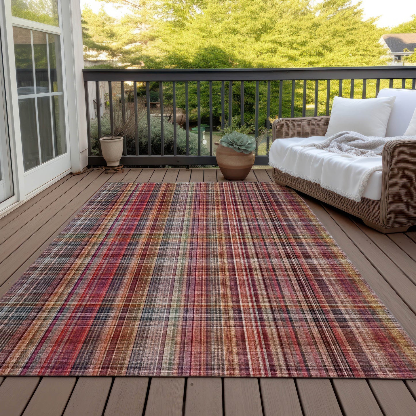 Addison Rugs Plaid Red Washable Indoor-Outdoor Rug