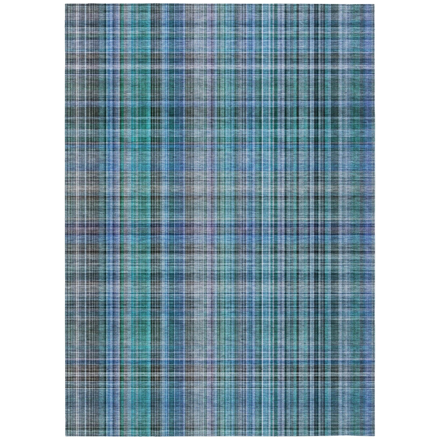 Addison Rugs Plaid Teal Washable Indoor-Outdoor Rug
