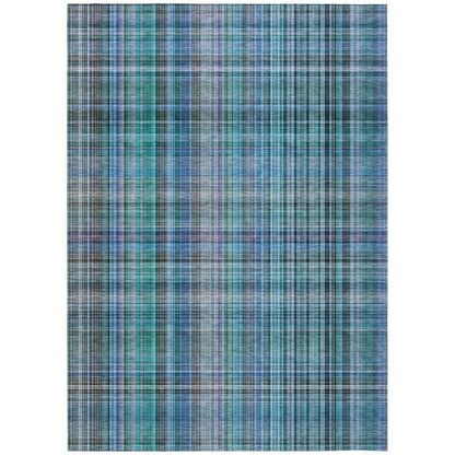 Addison Rugs Plaid Teal Washable Indoor-Outdoor Rug