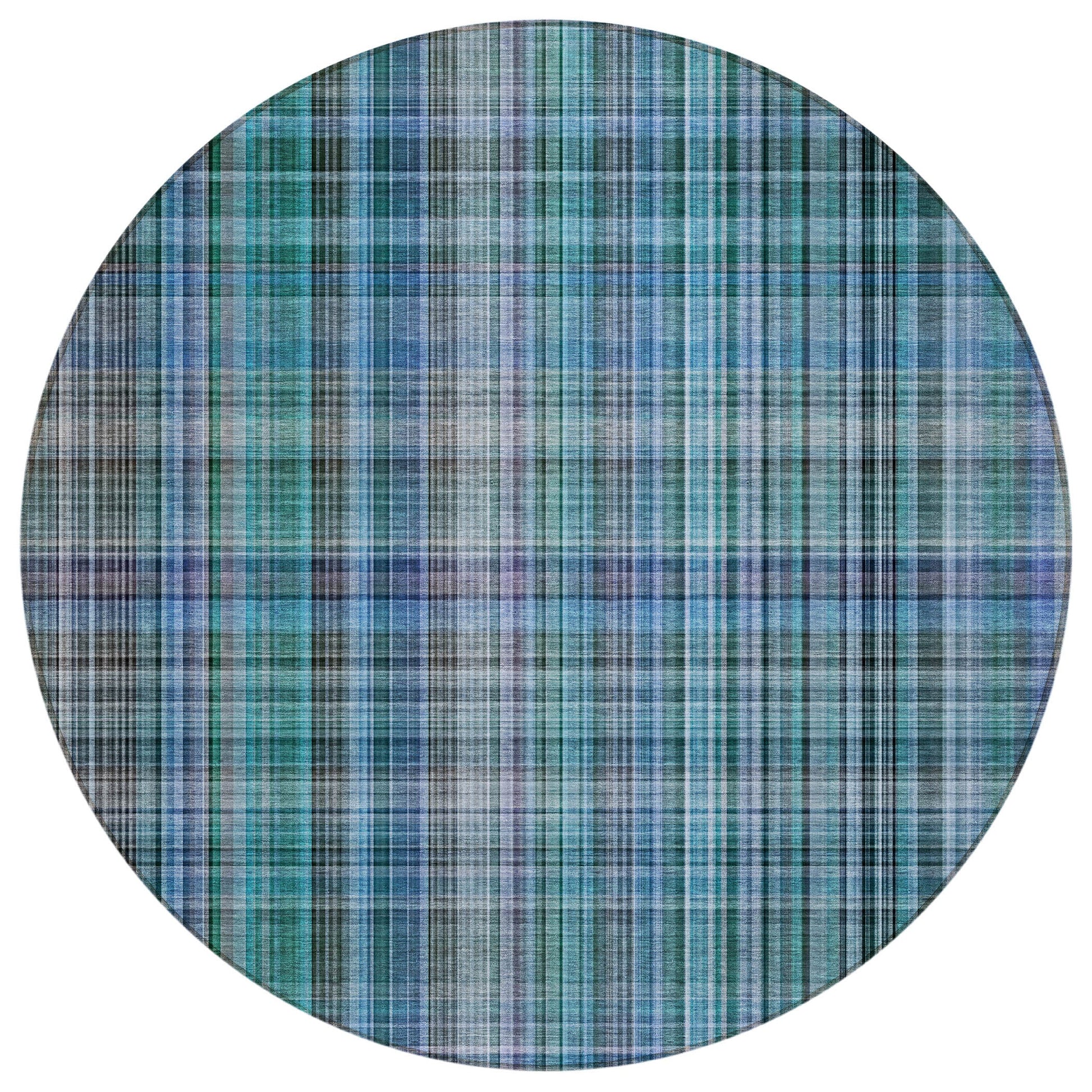 Addison Rugs Plaid Teal Washable Indoor-Outdoor Rug
