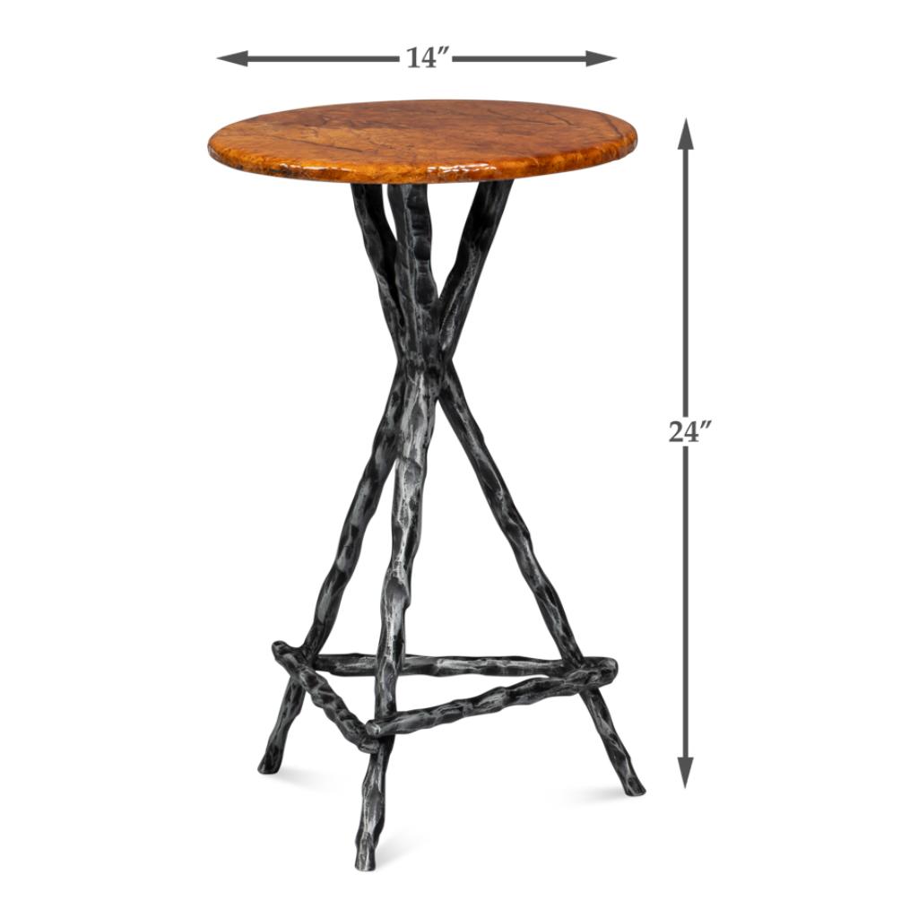 Sarreid Planter's Aluminum Base Round Side Table