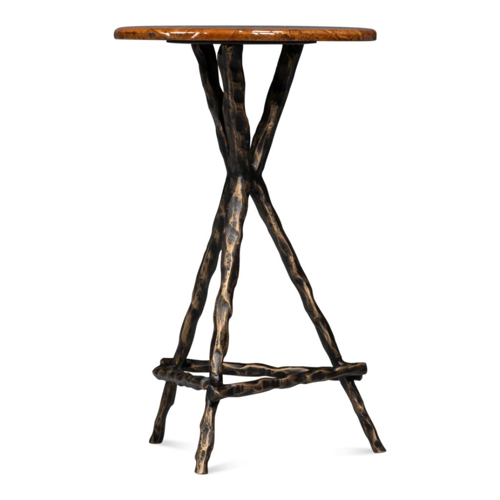 Sarreid Planter's Aluminum Base Round Side Table
